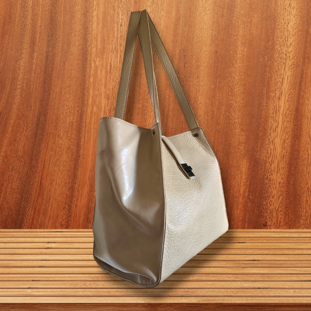 MEXX Women's Light Taupe PU Leather Tote/Bucket Shoulder Bag - Picture 8 of 16